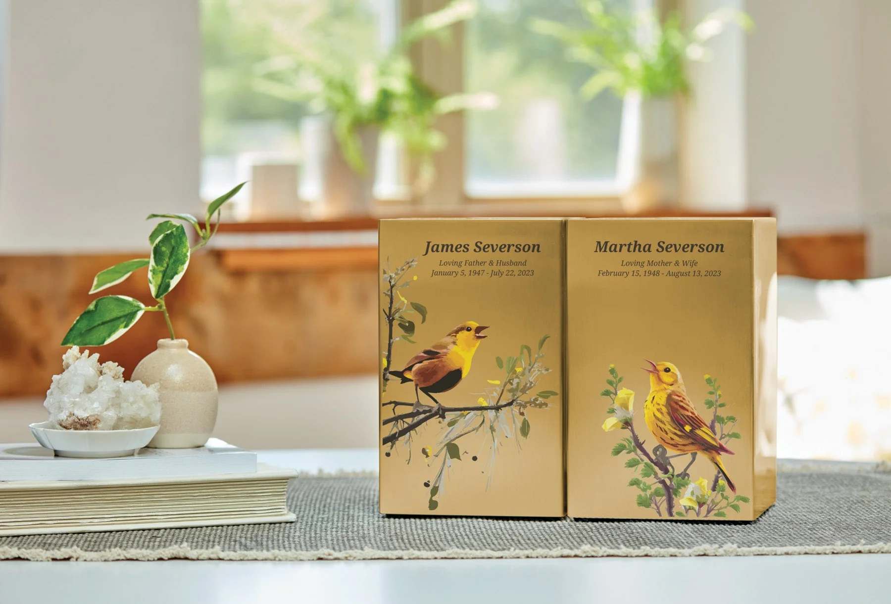 Birds Bronze Companion Urn - Left Side - Image 5