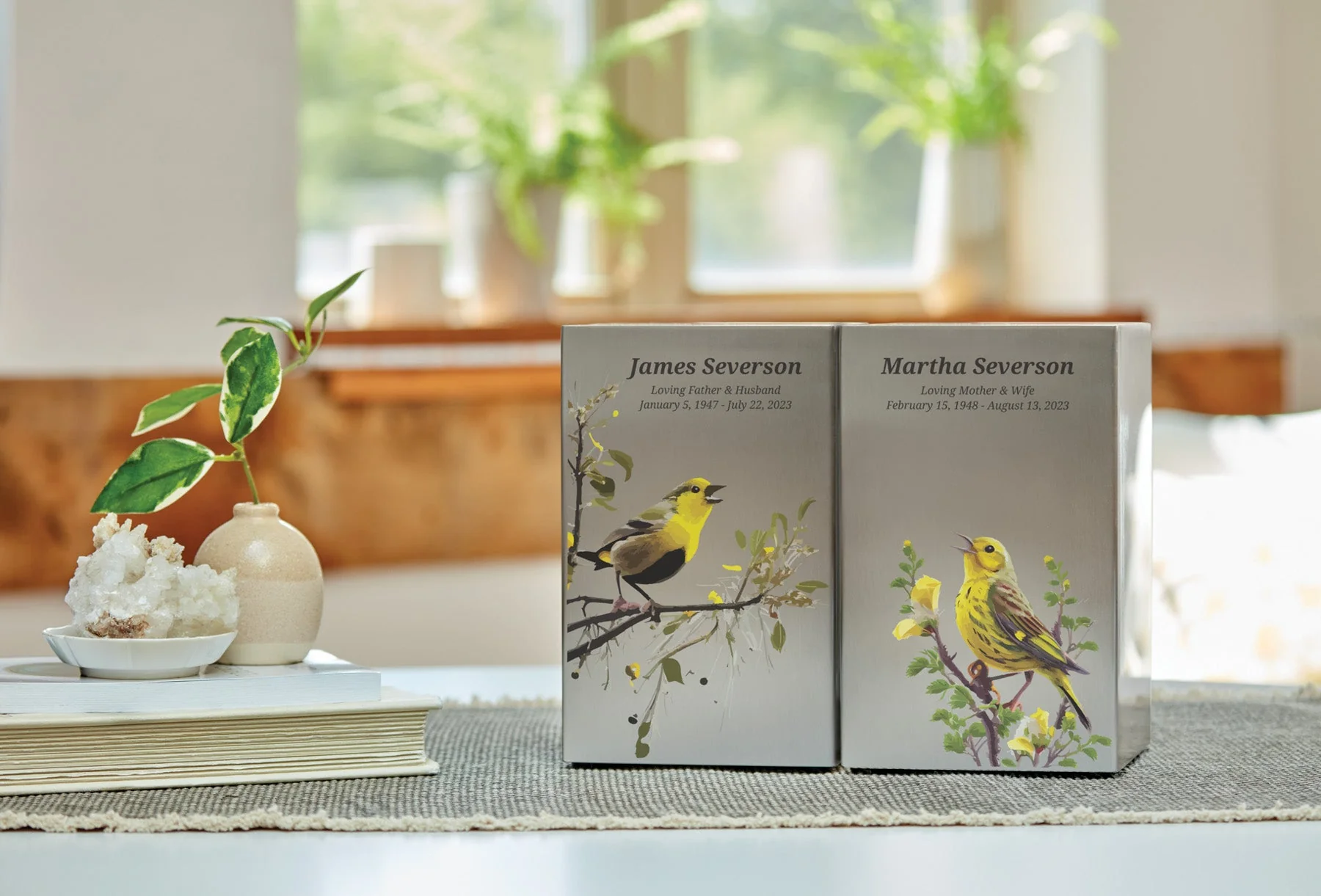 Birds Pewter Companion Urn - Right Side - Image 5