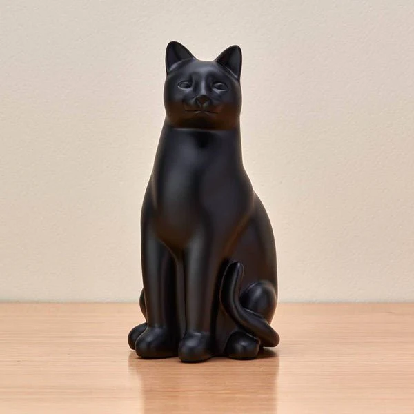 Black Cozy Cat Medium Pet Cremation Urn - Image 4