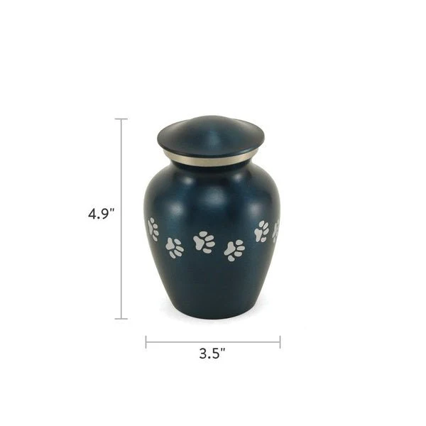 Blue Brass Pewter Paw Print Accents Medium Pet Cremation Urn - Image 3