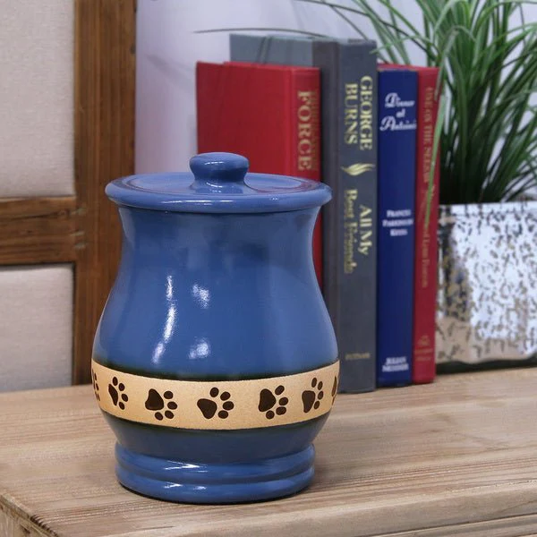 Blue Paw Print Band Small Pet Urn - Image 3