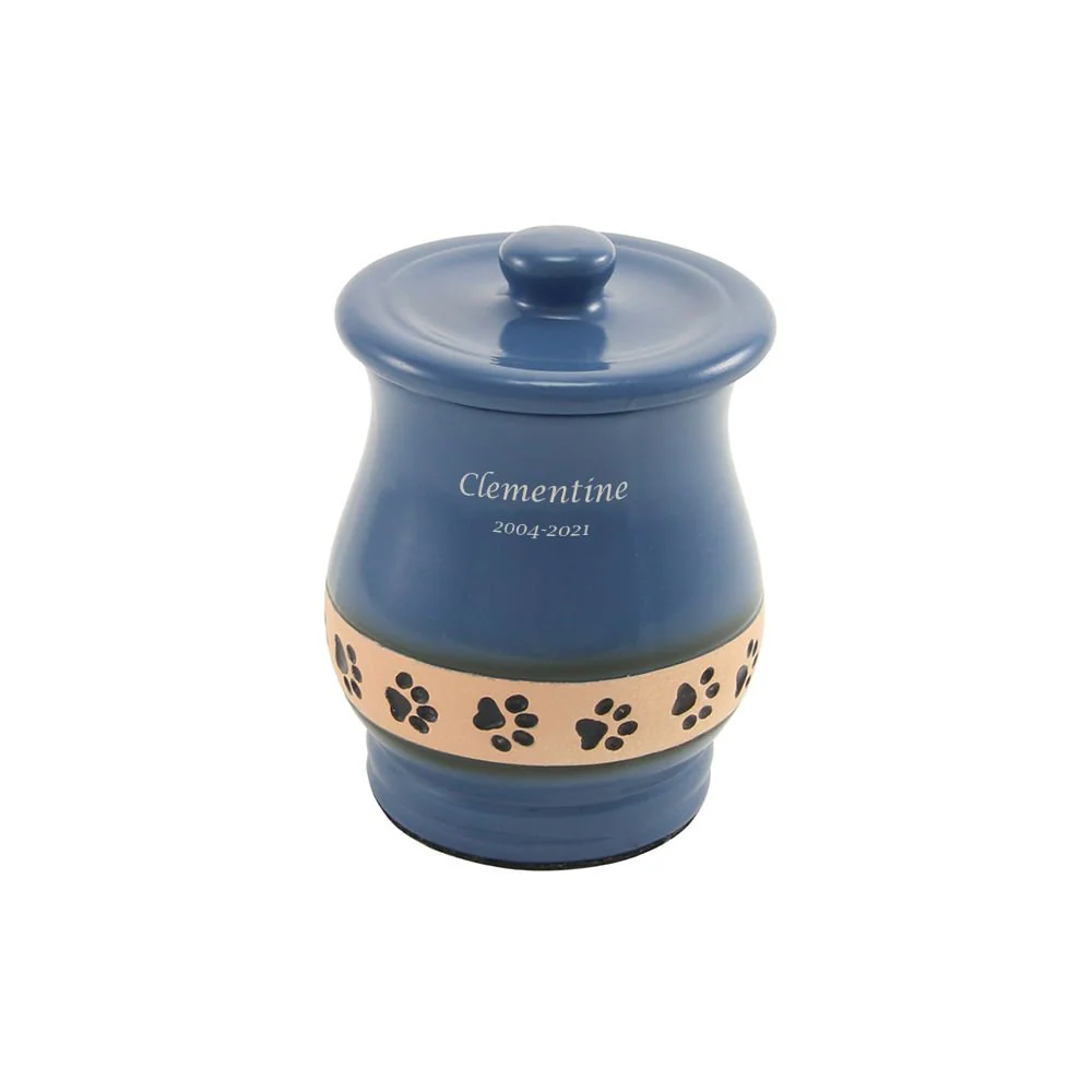 Blue Paw Print Band Small Pet Urn - Image 5