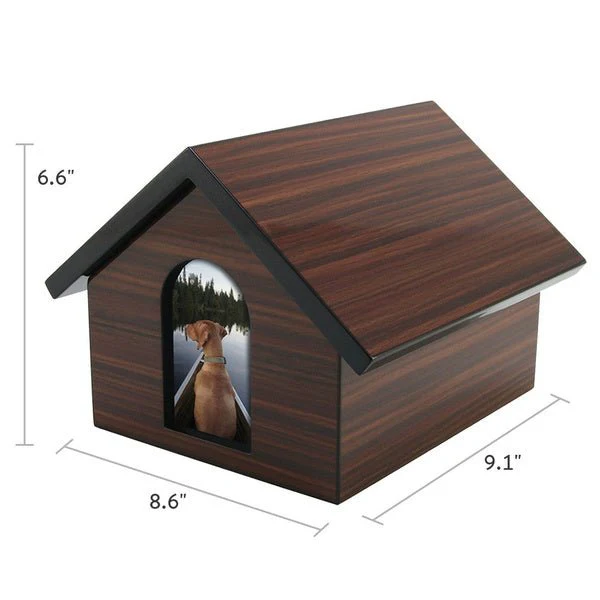 Brown Pet House Photo Slot Large Cremation Urn - Image 3