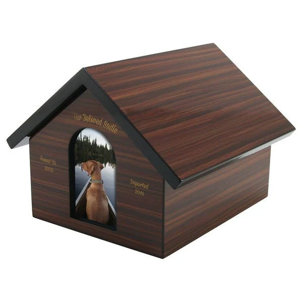 Brown Pet House Photo Slot Large Cremation Urn - Image 5