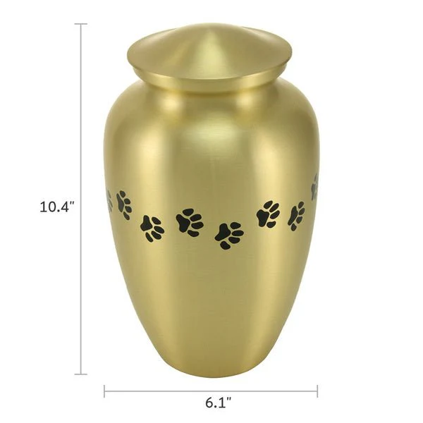 Classic Brass Paw Print Band Pet Extra Large Cremation Urn - Image 4