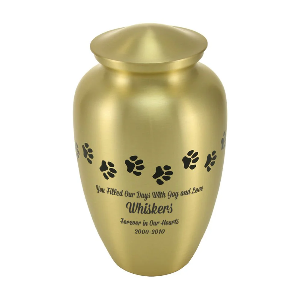 Classic Brass Paw Print Band Pet Extra Large Cremation Urn - Image 5