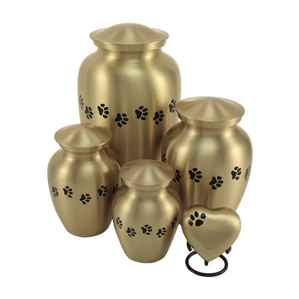 Classic Brass Paw Print Band Pet Extra Large Cremation Urn - Image 6