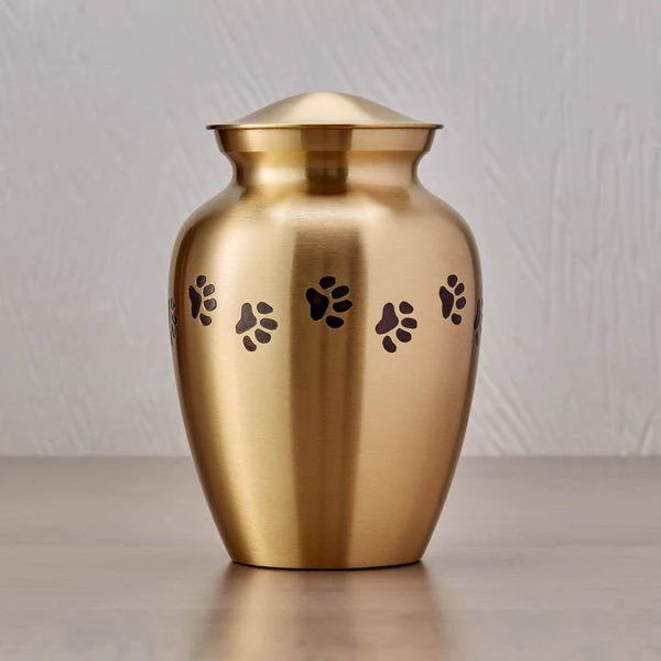 Classic Brass Paw Print Band Pet Large Cremation Urn - Image 3