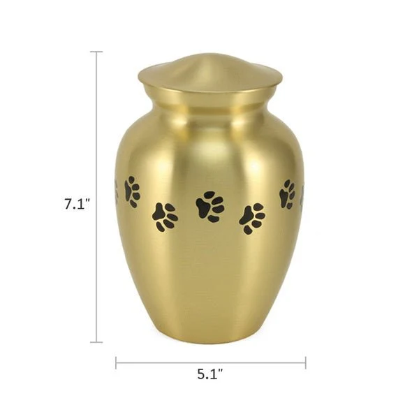 Classic Brass Paw Print Band Pet Large Cremation Urn - Image 5