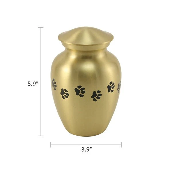 Classic Brass Paw Print Band Pet Medium Cremation Urn - Image 4