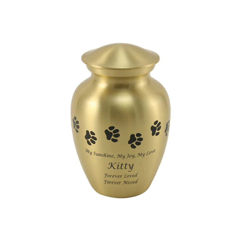 Classic Brass Paw Print Band Pet Medium Cremation Urn - Image 5