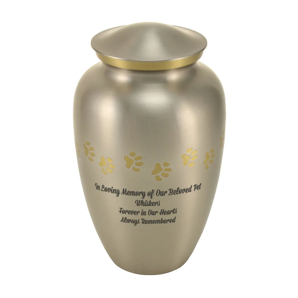 Classic Pewter Paw Print Band Pet Extra Large Cremation Urn - Image 6