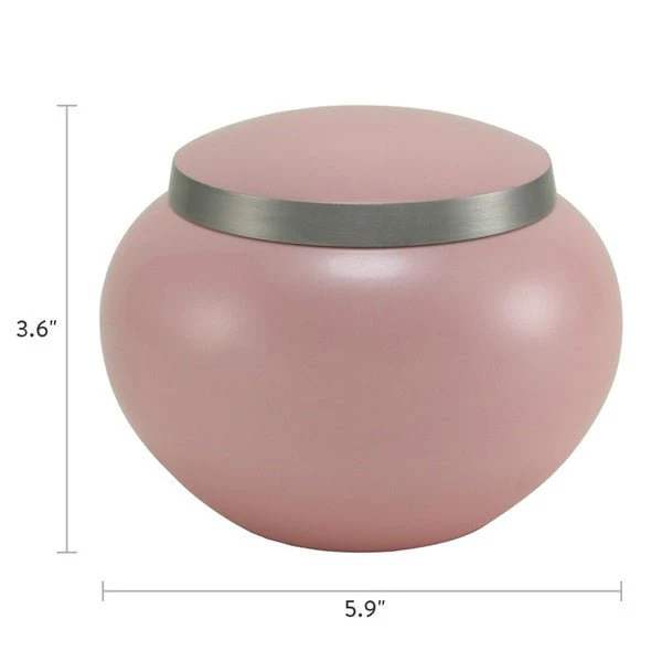 Classic Round Pink Pewter Accents Large Pet Cremation Urn - Image 3
