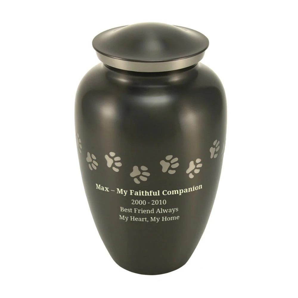 Classic Slate Paw Print Band Pet Extra Large Cremation Urn - Image 5