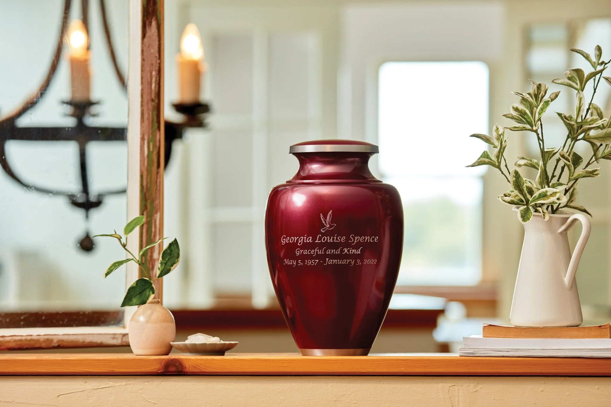 Classic Vase Form Garnet Extra Large Cremation Urn - Image 3