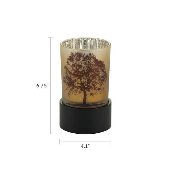 Cream Glass Keepsake Urn with Candle Holder and Tree of Life Design - Image 3