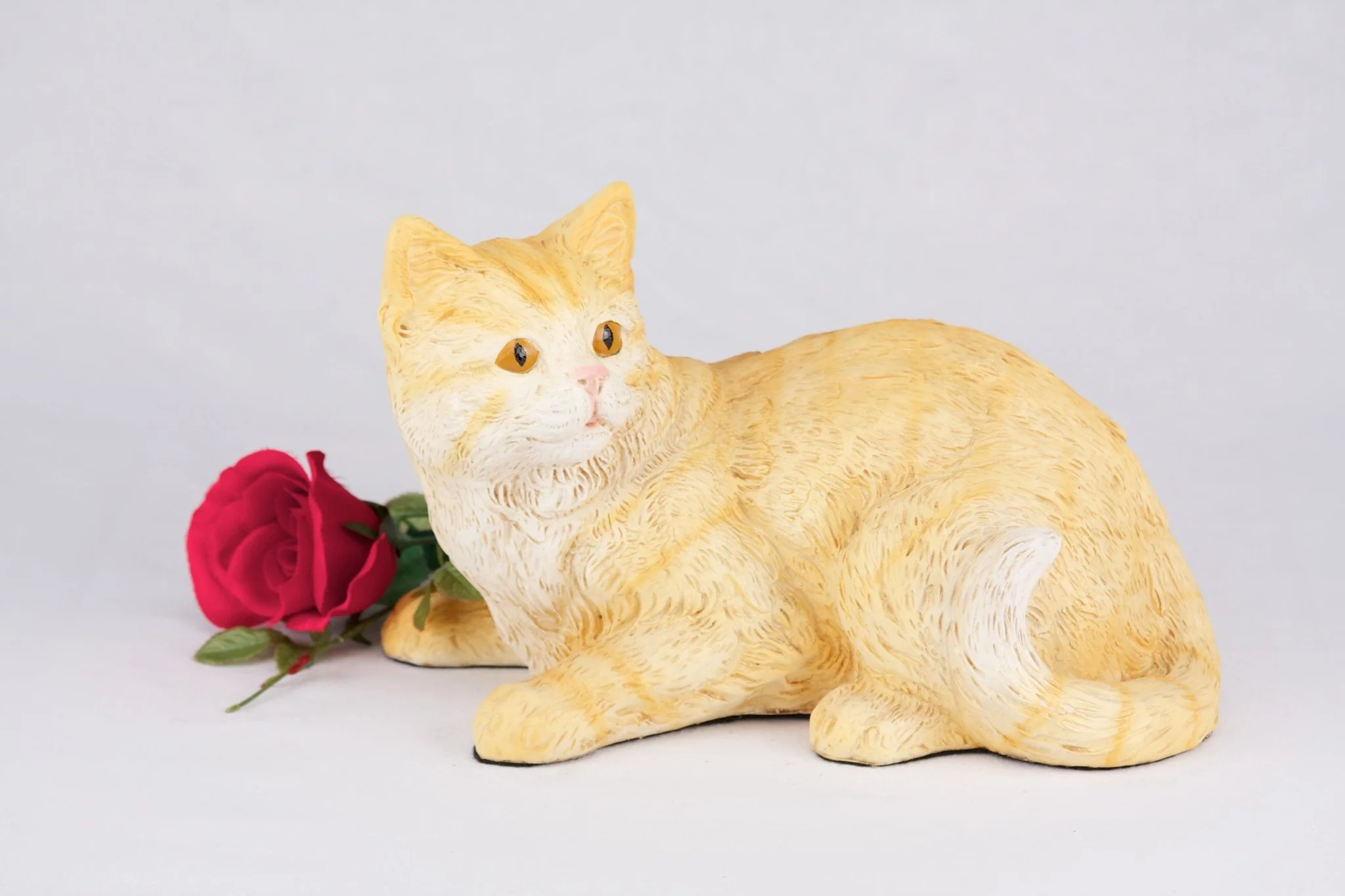 Cream & Light Orange Coat Shorthair Cat Figurine Pet Urn - Image 3