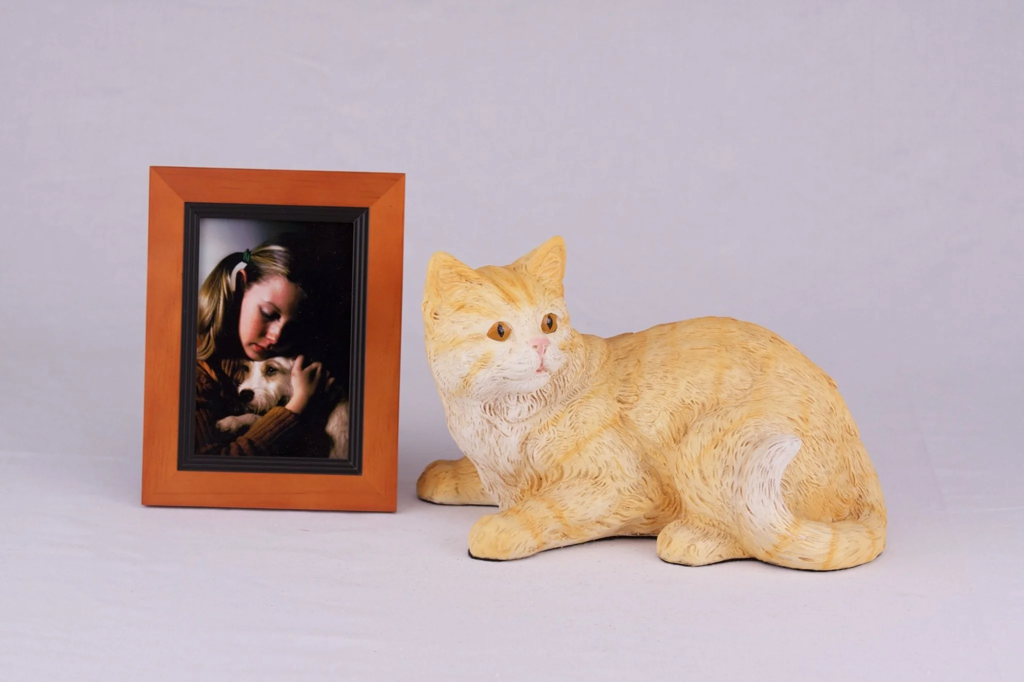 Cream & Light Orange Coat Shorthair Cat Figurine Pet Urn - Image 5
