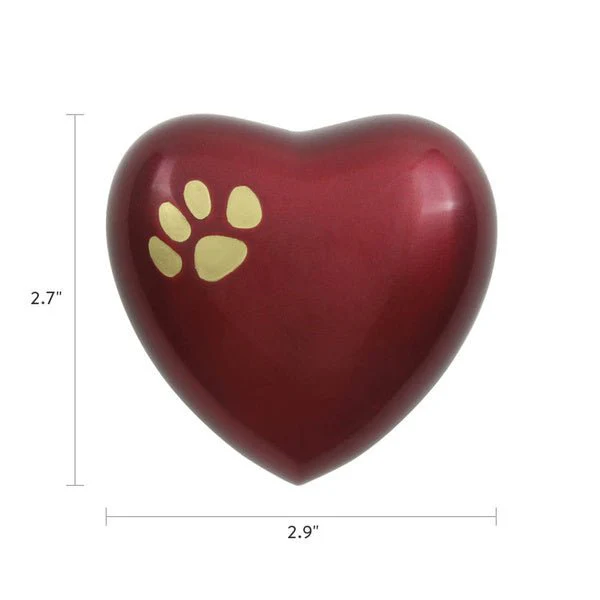 Crimson Heart Paw Print Pet Keepsake Urn - Image 3