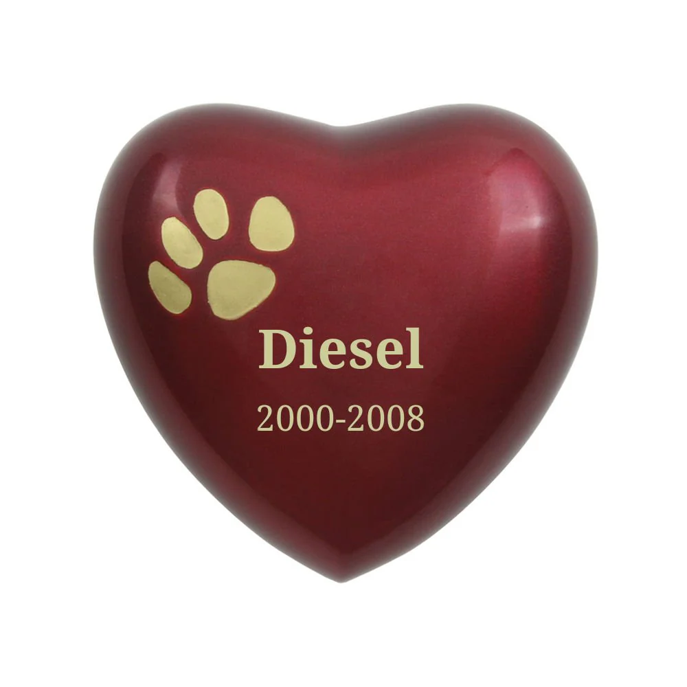 Crimson Heart Paw Print Pet Keepsake Urn - Image 4