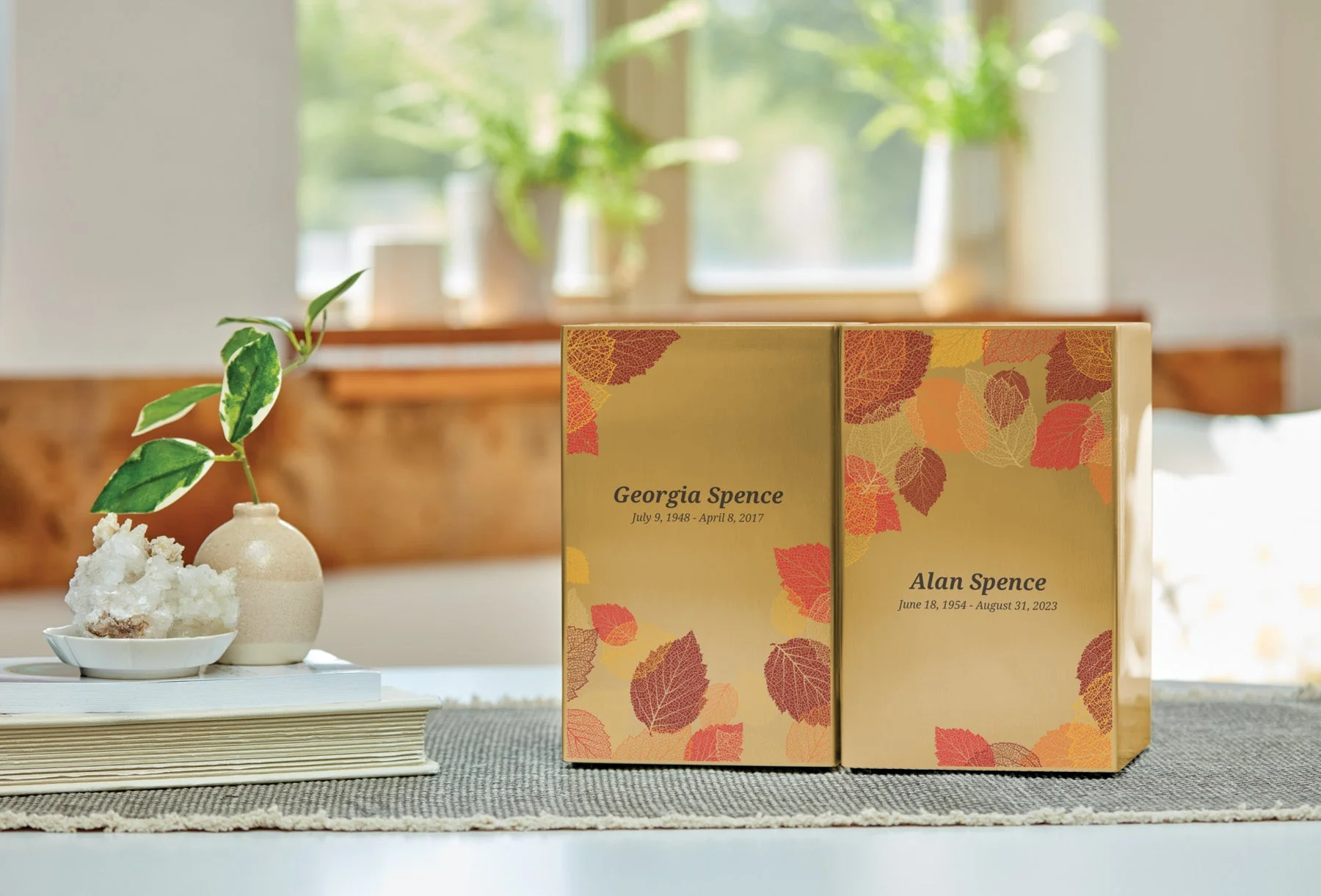 Foliage Leaf Bronze Companion Urn - Left Side - Image 4