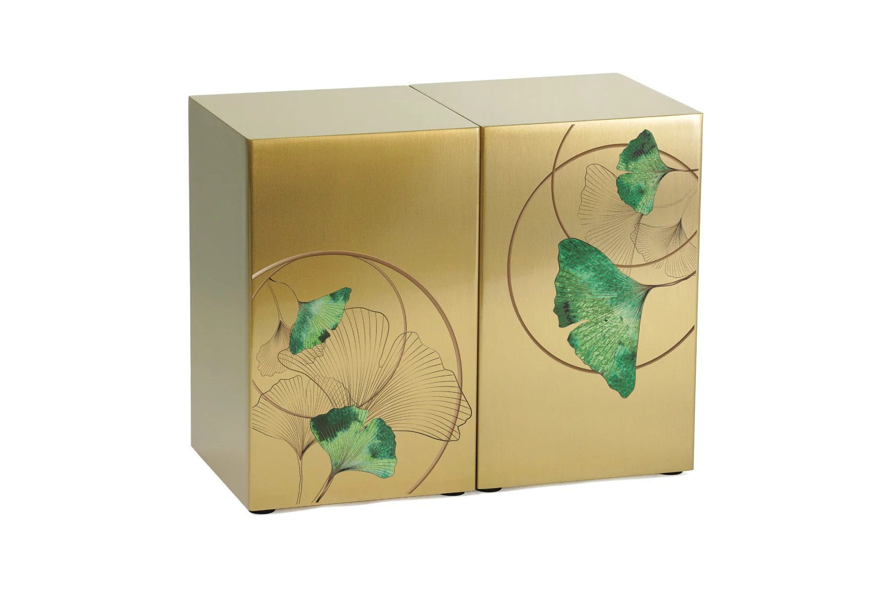 Ginkgo Leaf Bronze Companion Urn - Left Side - Image 3