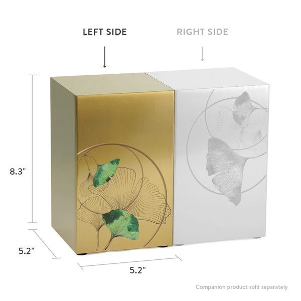 Ginkgo Leaf Bronze Companion Urn - Left Side - Image 7
