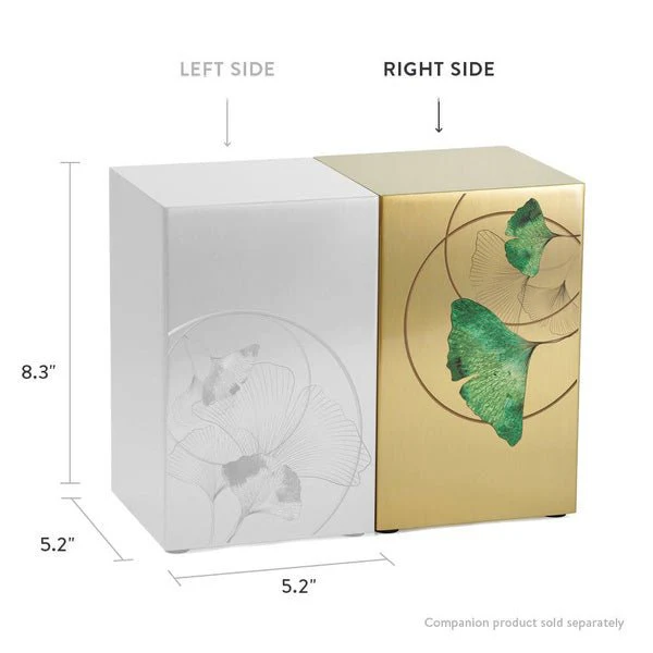 Ginkgo Leaf Bronze Companion Urn - Right Side - Image 5