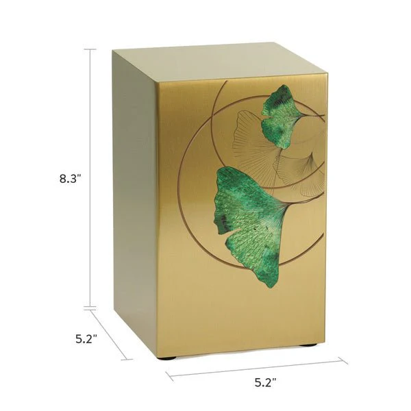 Ginkgo Leaf Bronze Companion Urn - Right Side - Image 6