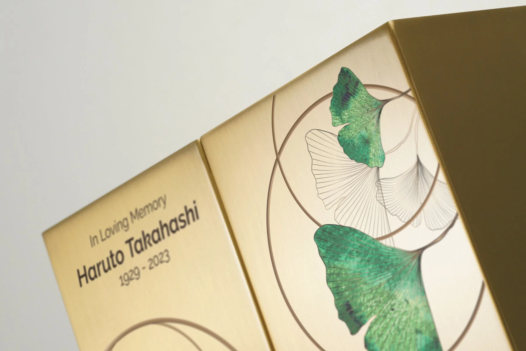 Ginkgo Leaf Bronze Companion Urn - Right Side - Image 7