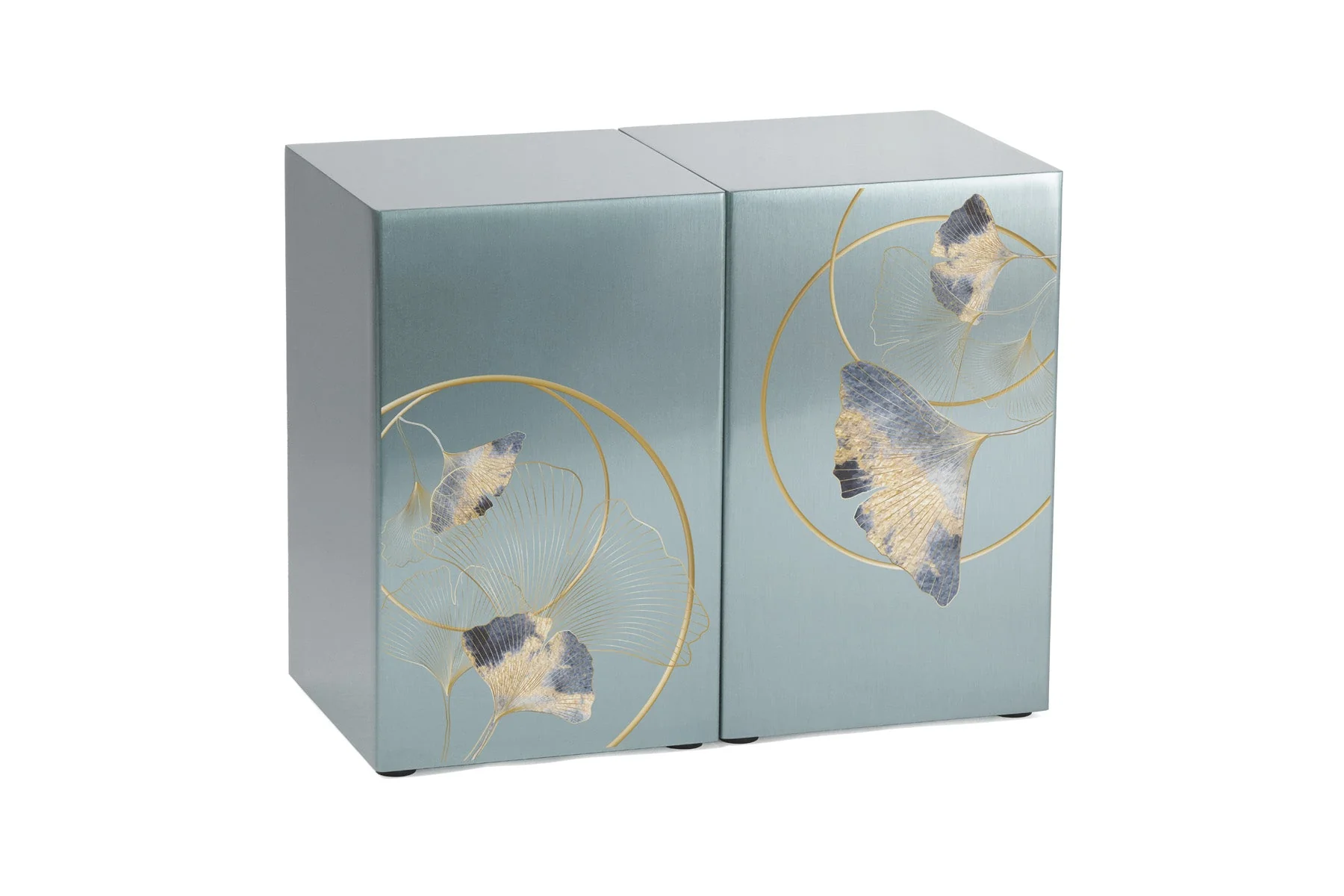 Ginkgo Leaf Pewter Companion Urn - Left Side - Image 3