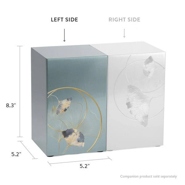 Ginkgo Leaf Pewter Companion Urn - Left Side - Image 6