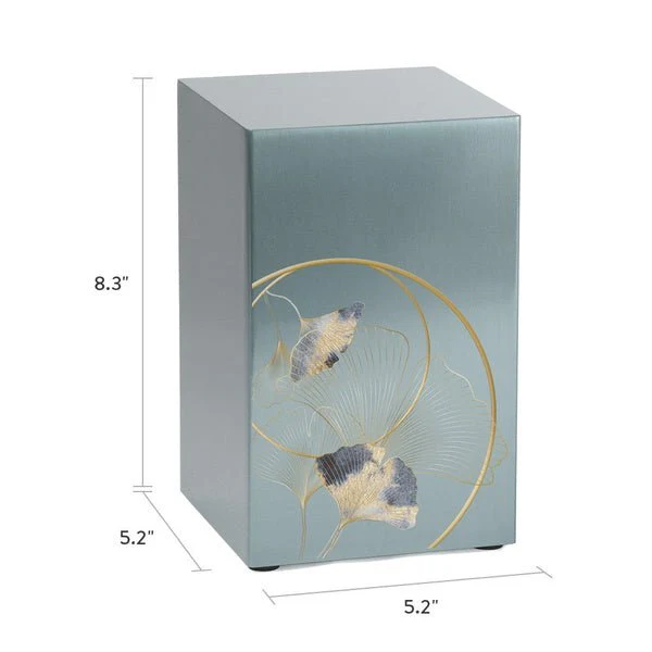 Ginkgo Leaf Pewter Companion Urn - Left Side - Image 7