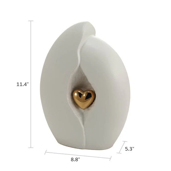Gold Heart White Ceramic Adult Cremation Urn - Image 4