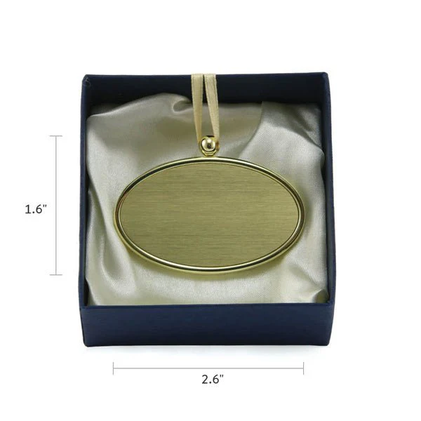 Golden Alloy Oval Memorial Pendant with Glossy Edge - Image 3