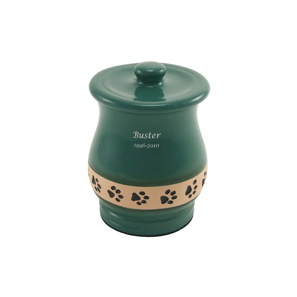Green Paw Print Band Small Pet Urn - Image 3