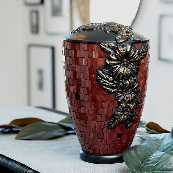 Hibiscus Stained Glass Mosaic Adult Cremation Urn - Image 7
