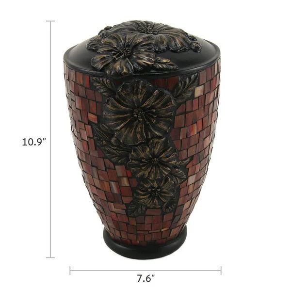 Hibiscus Stained Glass Mosaic Adult Cremation Urn - Image 8
