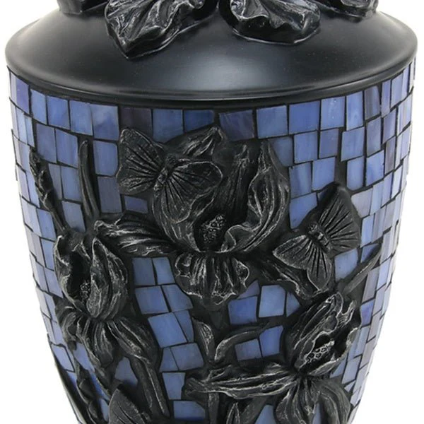 Iris Flower Stained Glass Mosaic Adult Cremation Urn - Image 3