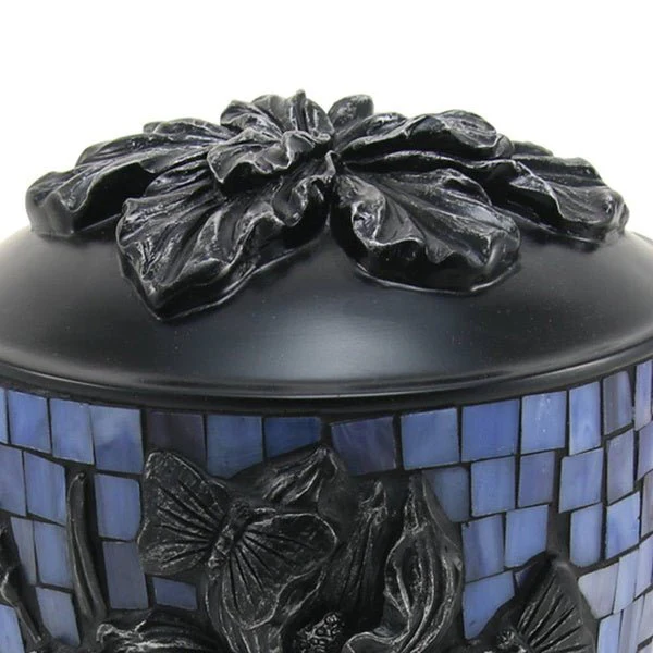 Iris Flower Stained Glass Mosaic Adult Cremation Urn - Image 4