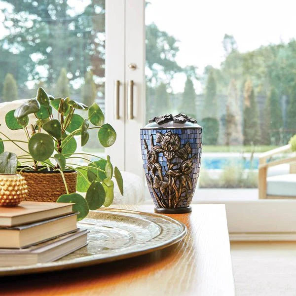 Iris Flower Stained Glass Mosaic Adult Cremation Urn - Image 5