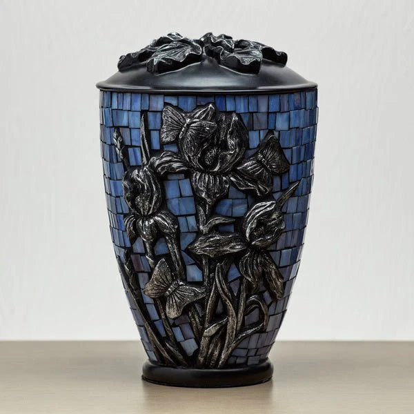 Iris Flower Stained Glass Mosaic Adult Cremation Urn - Image 7