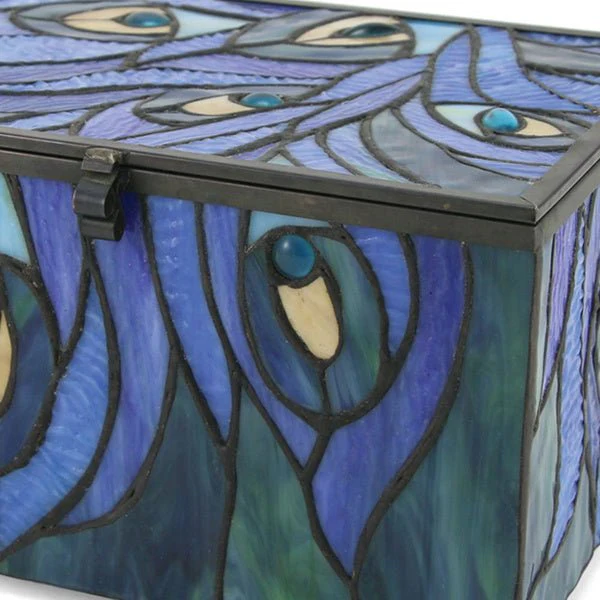 Jewel-Toned Peacock Memory Chest Adult Cremation Urn - Image 3