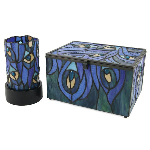 Jewel-Toned Peacock Memory Chest Adult Cremation Urn - Image 8