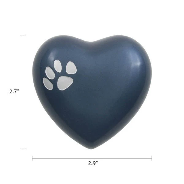 Moonlight Blue Heart Paw Print Pet Keepsake Urn - Image 3