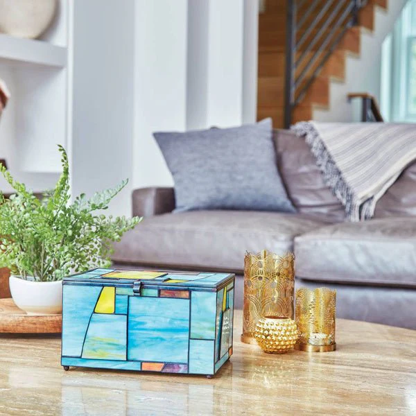 Multi-Color Geometric Memory Chest Adult Cremation Urn - Image 6