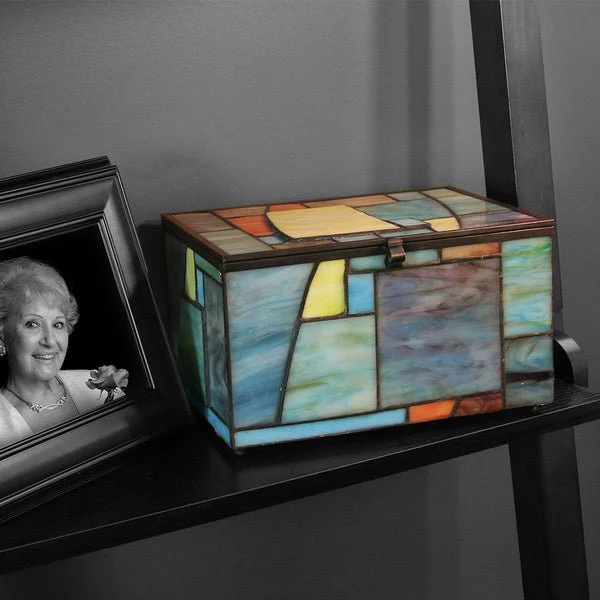 Multi-Color Geometric Memory Chest Adult Cremation Urn - Image 7