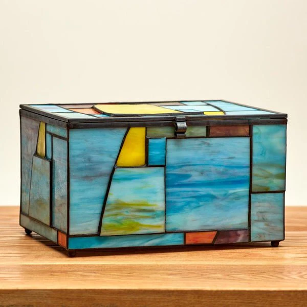 Multi-Color Geometric Memory Chest Adult Cremation Urn - Image 8