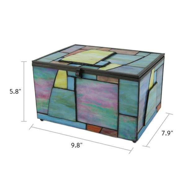 Multi-Color Geometric Memory Chest Adult Cremation Urn - Image 9