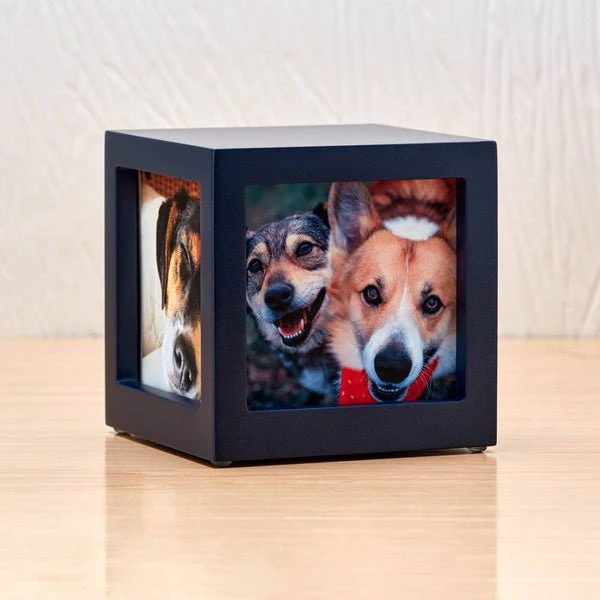 Navy Photo Cube Medium Pet Cremation Urn - Image 4